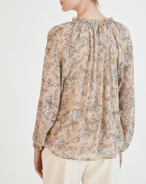 Blouse Logan lurex imprimée beige