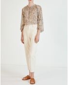 Blouse Logan lurex imprimée beige