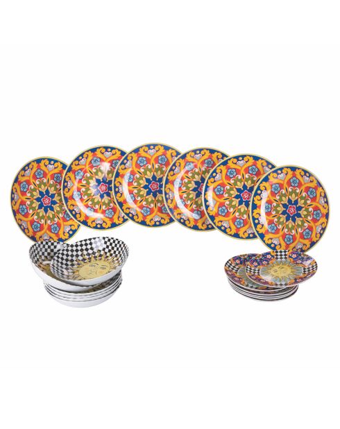 Service de table en Porcelaine Solé mio multicolore - 18 pièces