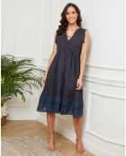 Robe 100% Lin Aily bleu marine