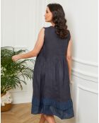Robe 100% Lin Aily bleu marine