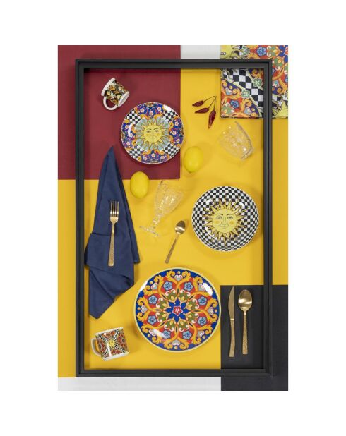 Service de table en Porcelaine Solé mio multicolore - 18 pièces