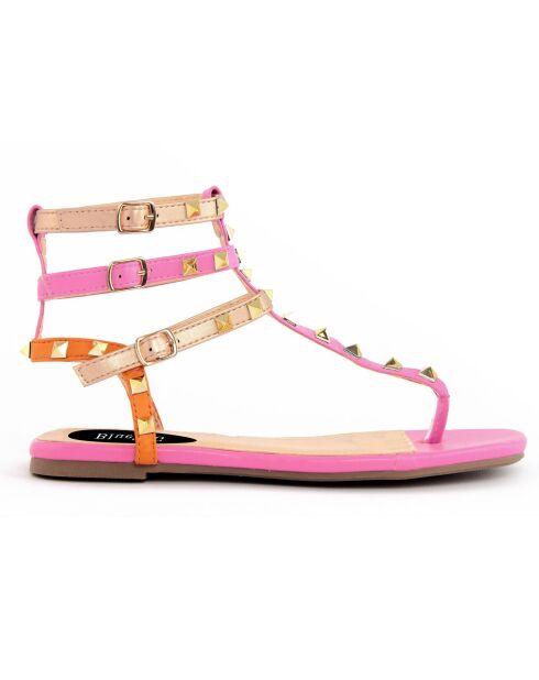 Sandales en Cuir Yolly rose/multicolore