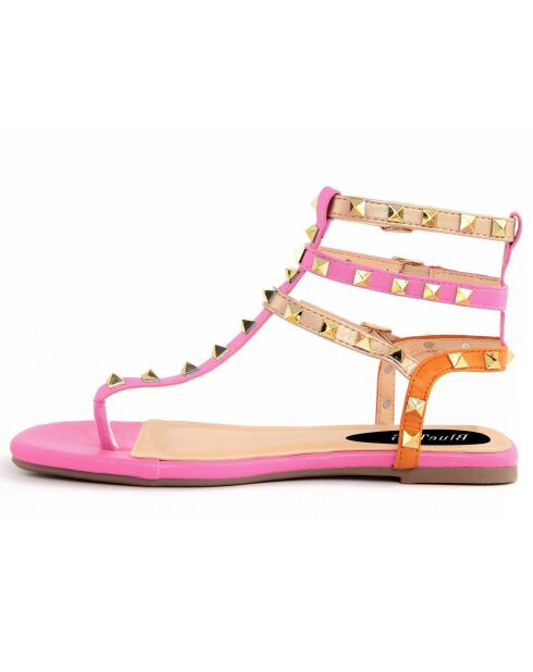 Sandales en Cuir Yolly rose/multicolore