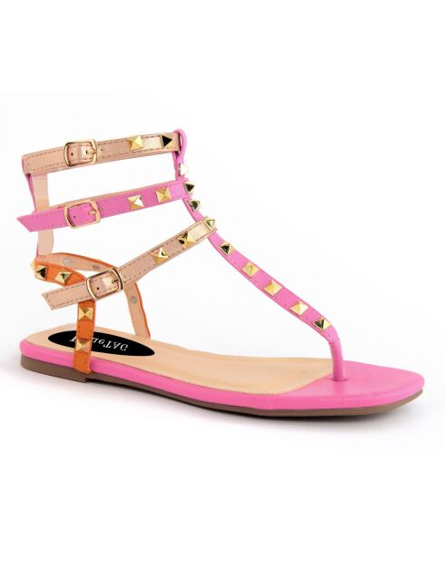 Sandales en Cuir Yolly rose/multicolore