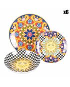 Service de table en Porcelaine Solé mio multicolore - 18 pièces