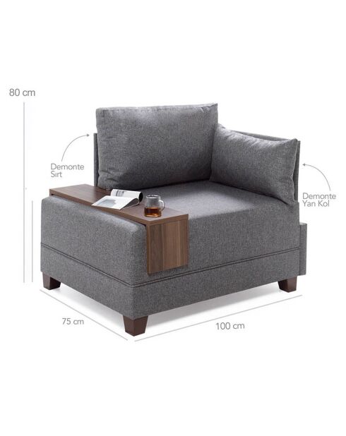 Fauteuil Droite Fly marron/gris - 105x75x80 cm