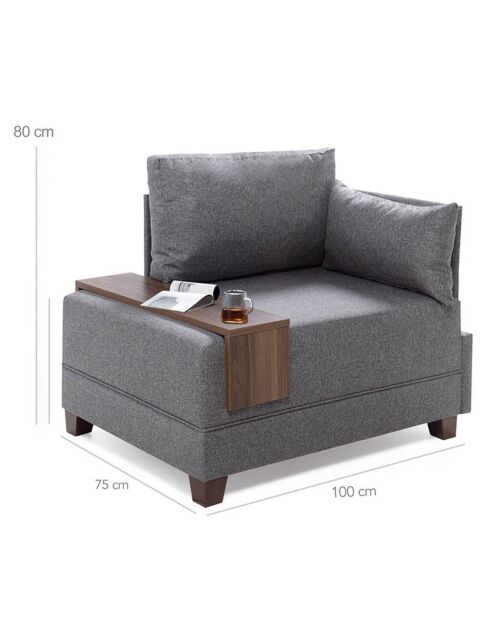 Fauteuil Droite Fly gris - 100x80x75 cm