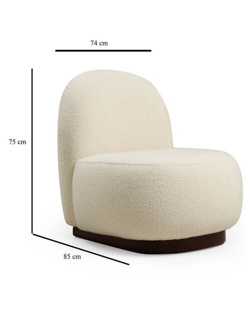 Fauteuil bouclette Tina blanc - 74x75x85 cm