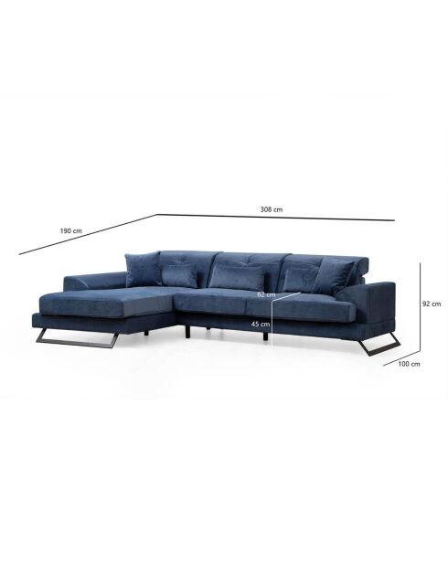 Canapé d'angle gauche Frido bleu marine - 190x308x100x92 cm