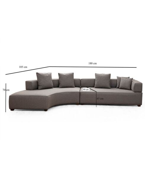 Canapé d'angle gauche Gondol-1 gris - 105x180x105x70 cm