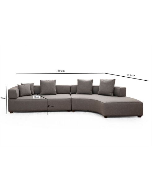 Canapé d'angle droit Gondol-1 gris - 180x105x105x70 cm