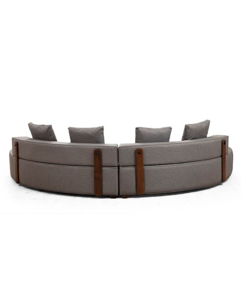 Coin demi-lune 2 modules Gondol-2 gris - 360x105x105x70 cm