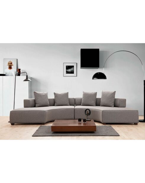 Coin demi-lune 2 modules Gondol-2 gris - 360x105x105x70 cm