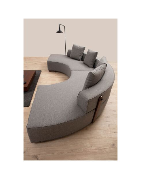 Coin demi-lune 2 modules Gondol-2 gris - 360x105x105x70 cm