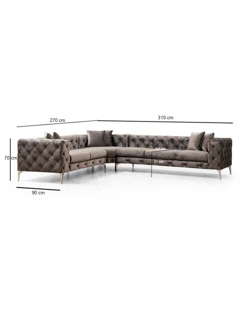 Divano angolare destro Como antracite - 270x310x90x73 cm