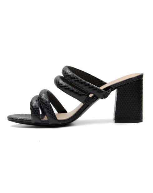 Mules Cristina python noires - Talon 7.5 cm