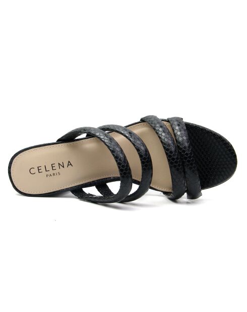 Mules Cristina python noires - Talon 7.5 cm