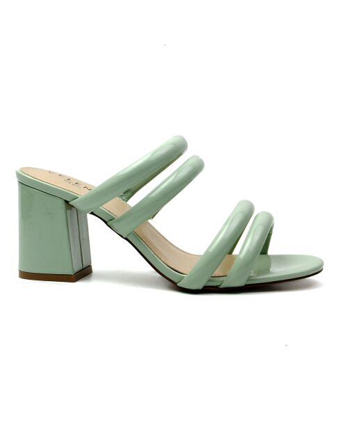 Mules Cristina vertes - Talon 7.5 cm