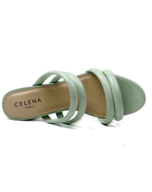 Mules Cristina vertes - Talon 7.5 cm