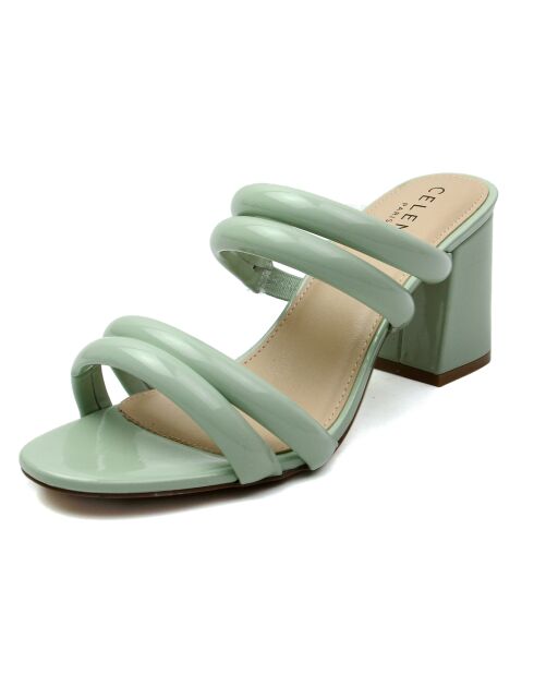 Mules Cristina vertes - Talon 7.5 cm