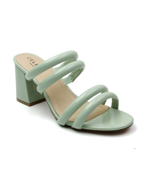 Mules Cristina vertes - Talon 7.5 cm