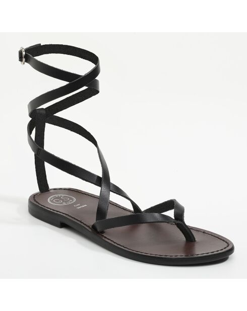 Sandalen van zwart leer