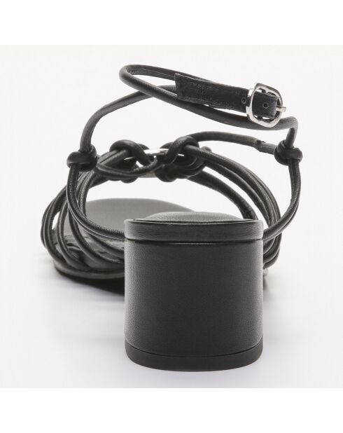 Katsitsano Ledersandalen, 5 cm Absatz, Schwarz