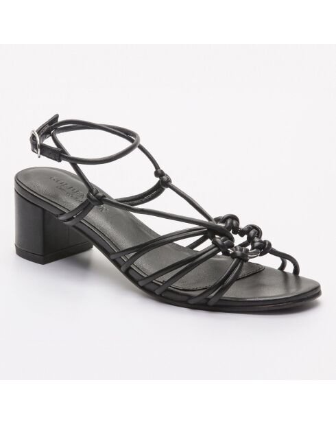 Katsitsano Ledersandalen, 5 cm Absatz, Schwarz