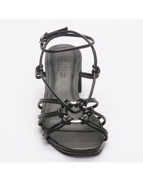 Katsitsano Ledersandalen, 5 cm Absatz, Schwarz