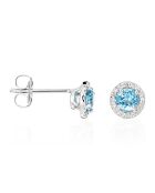 Boucles d'oreilles Popi Diamants 0.05 ct & Topazes 0.70 ct or blanc