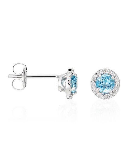 Boucles d'oreilles Popi Diamants 0.05 ct & Topazes 0.70 ct or blanc