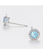Boucles d'oreilles Popi Diamants 0.05 ct & Topazes 0.70 ct or blanc