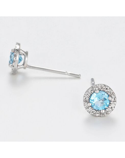 Boucles d'oreilles Popi Diamants 0.05 ct & Topazes 0.70 ct or blanc
