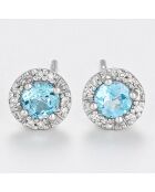 Boucles d'oreilles Popi Diamants 0.05 ct & Topazes 0.70 ct or blanc