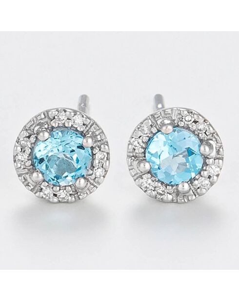 Boucles d'oreilles Popi Diamants 0.05 ct & Topazes 0.70 ct or blanc