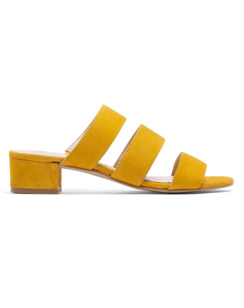 Gelbe Greta Velvet Lederpantoletten