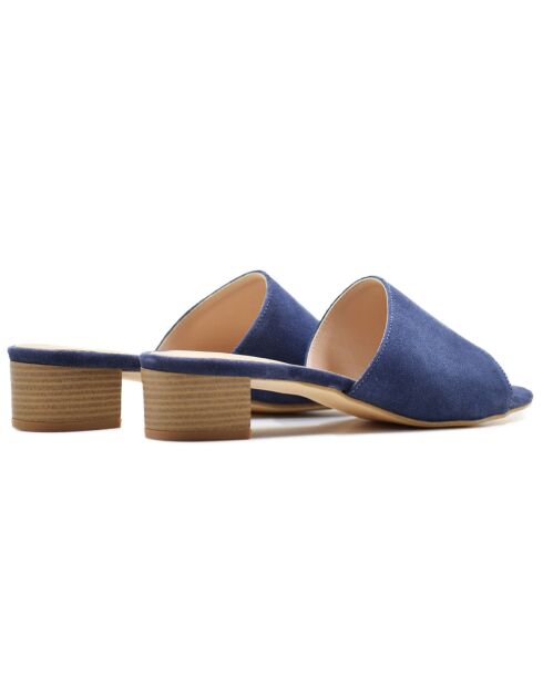 Mules en Velours de Cuir Ketra bleues