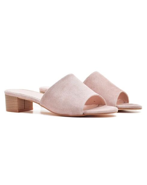 Mules en Velours de Cuir Ketra roses