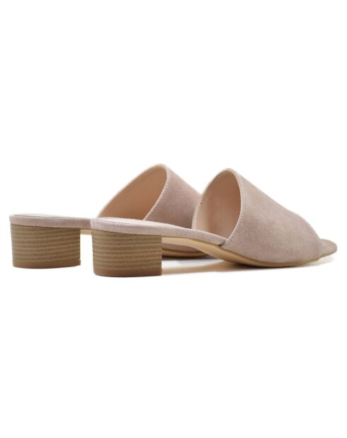 Mules en Velours de Cuir Ketra beiges