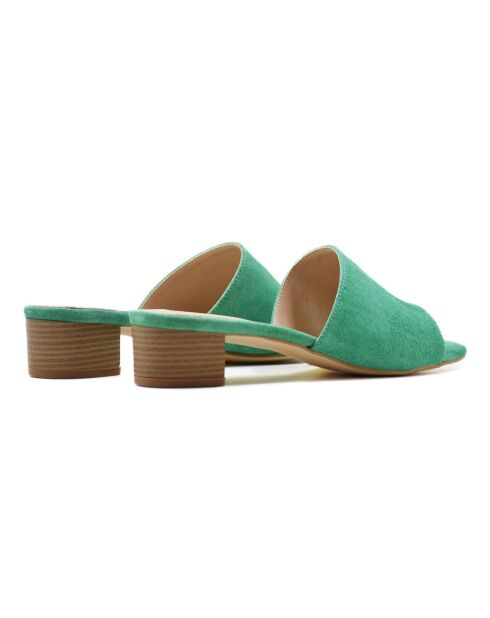 Mules en Velours de Cuir Ketra vertes