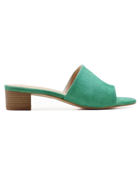 Mules en Velours de Cuir Ketra vertes