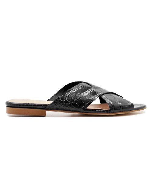 Schwarze Leder-Pantoletten Nathania