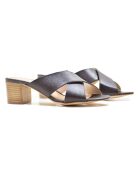 Mules Agelina de piel negra - tacón de 5 cm