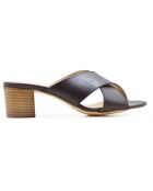 Mules Agelina de piel negra - tacón de 5 cm