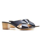 Mules Agelina in pelle blu - tacco 5 cm