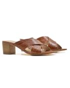 Pantolette Agelina aus braunem Leder - 5 cm Absatz