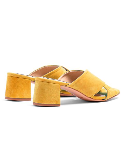 Gelbe Nava Velvet Lederpantolette - 5 cm Absatz
