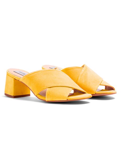 Gelbe Nava Velvet Lederpantolette - 5 cm Absatz