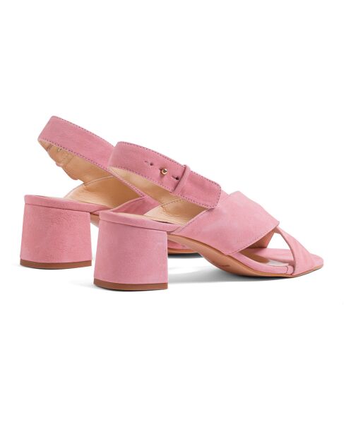 Sandale en Velours de Cuir Lorna roses - Talon 5.5 cm